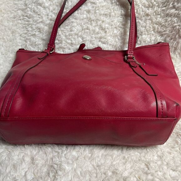 Red Coach Shoulder Bag with silver tone hardwares - Picture 6 of 15